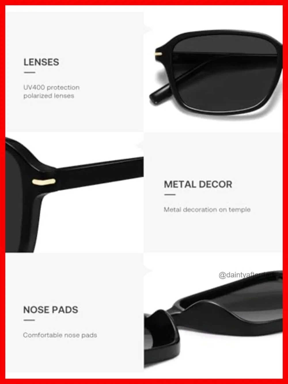 Retro Rectangular Polarized Sunglasses UV Protection Square Frame SJ2663